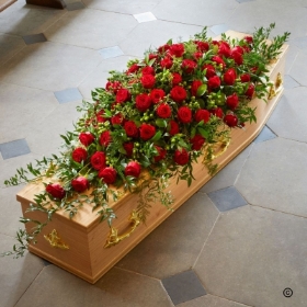 Love Red Rose Coffin Spray